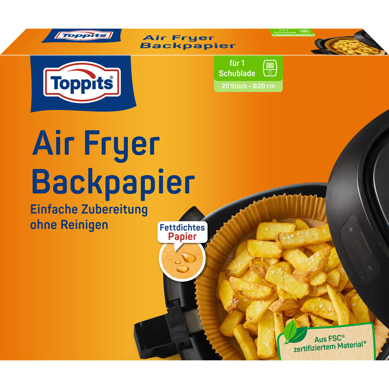 Toppits Airfryer Bakingpaper 20cm Verpackungsvorderseite