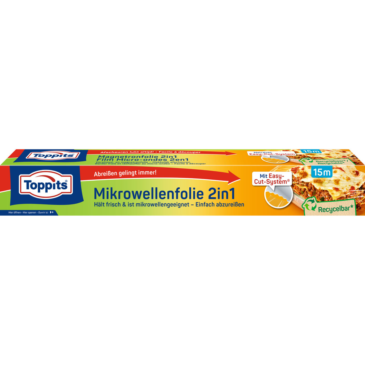 Vorderseite der Verpackung Toppits Mikrowellenfolie 2in1