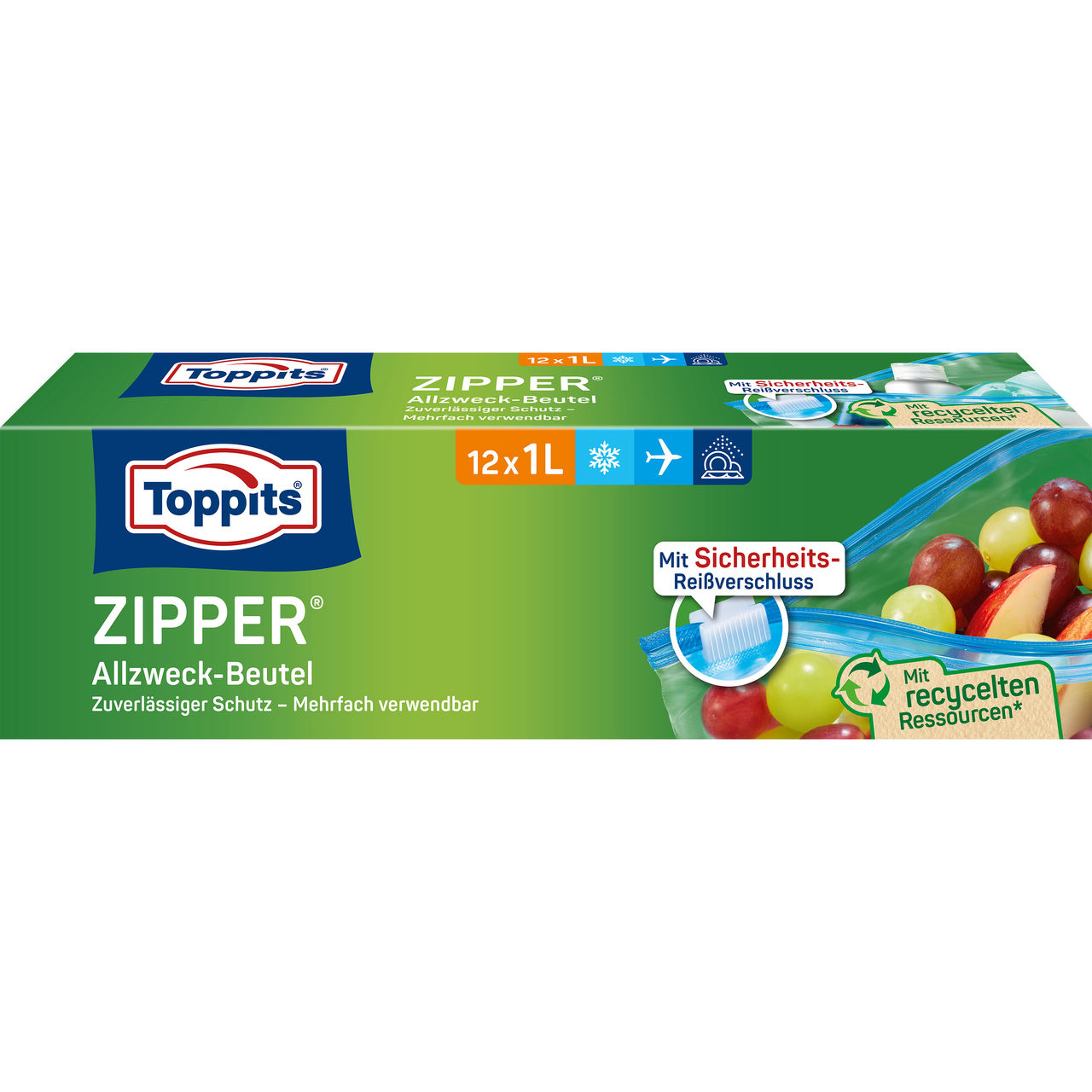 Vorderseite der Verpackung Toppits Zipper Beutel 1L