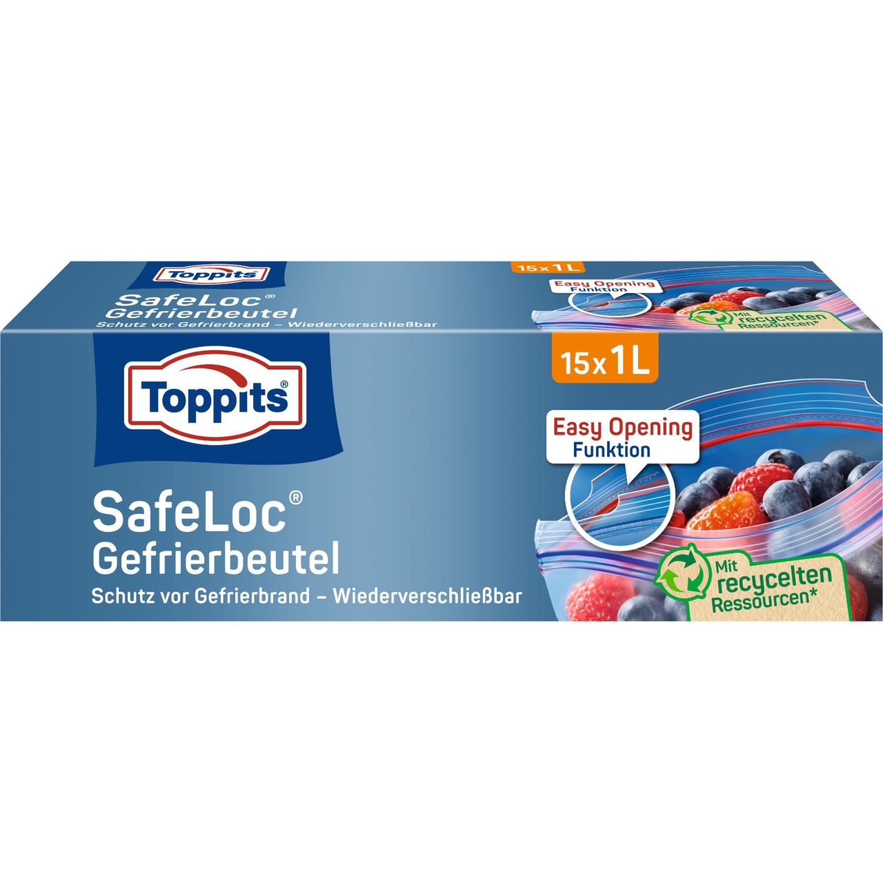 Vorderseite der Verpackung Toppits SafeLoc Beutel 1L
