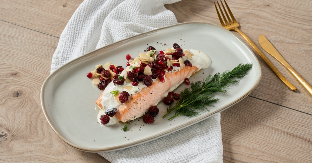 Weihnachtsessen Ideen: Lachs auf dem Ofen mit Cranberries